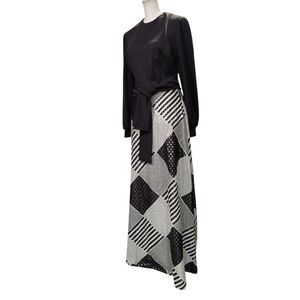 NWT Vintage Marta'D Maxi Dress  Black Top Skirt Sparkles Black Sash Belt Sz14